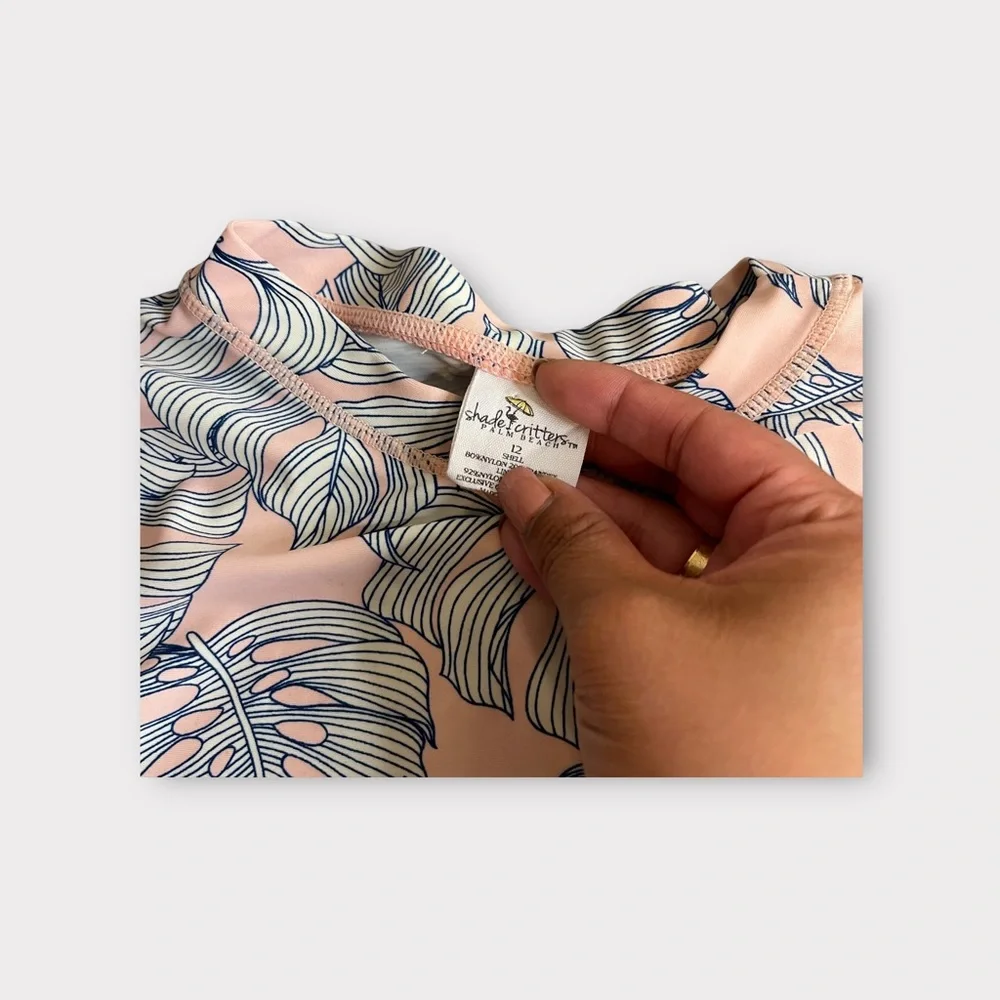 Shade Critters Monstera Leaves Pink Rash Guard